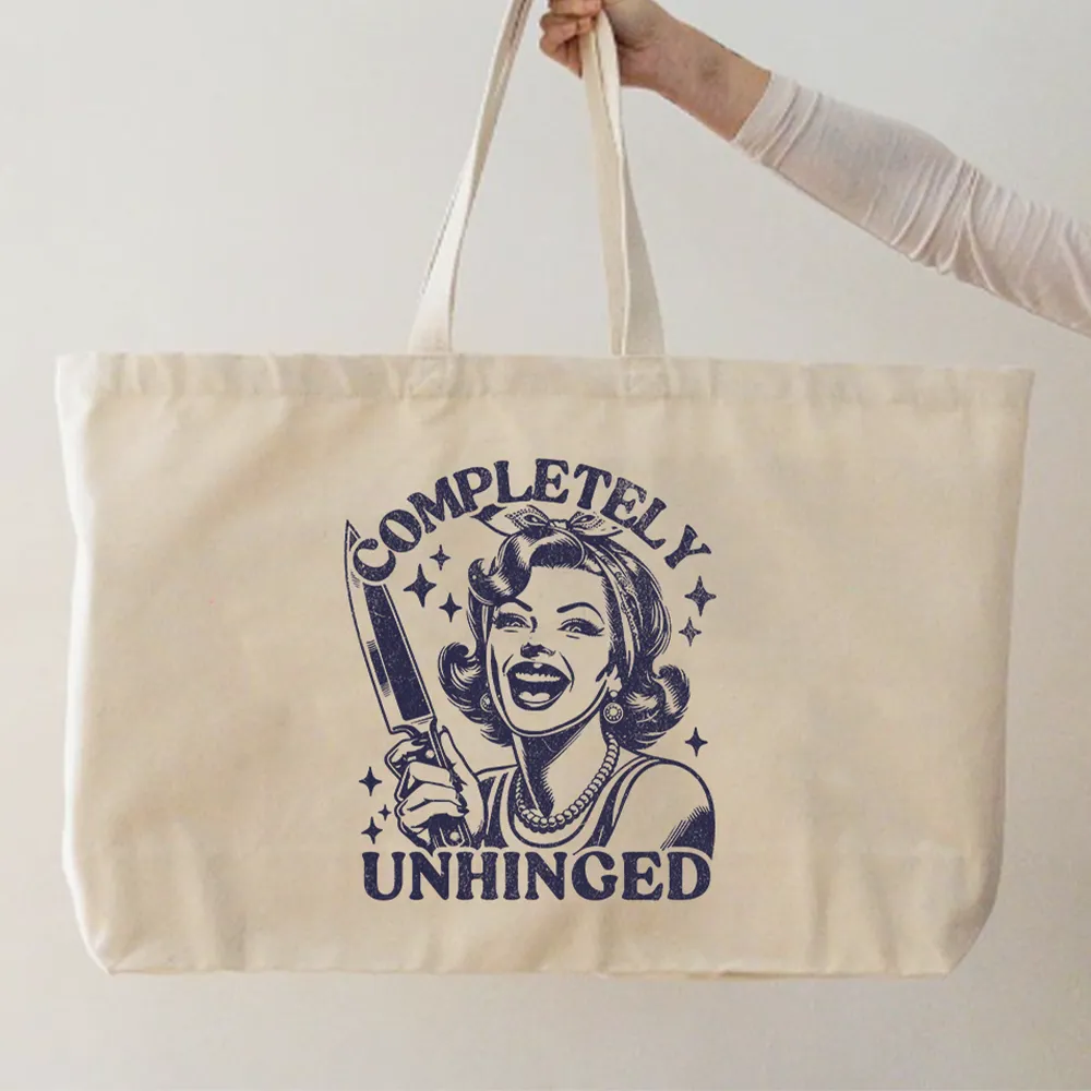 Completely Unhinged Distressed Oversized Tote Bag