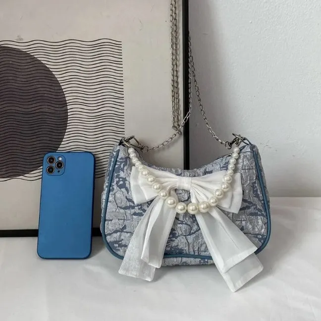 Coquette Pearl Bowknot Bag