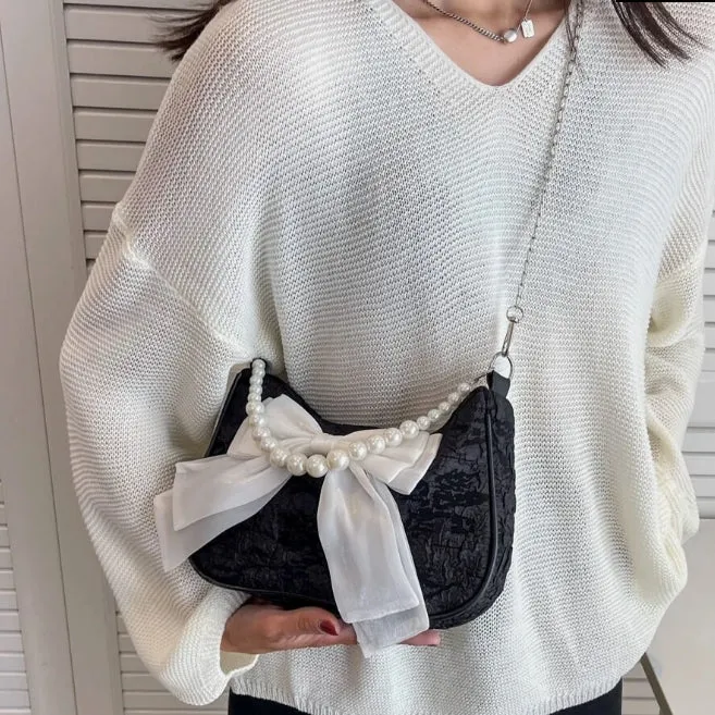 Coquette Pearl Bowknot Bag