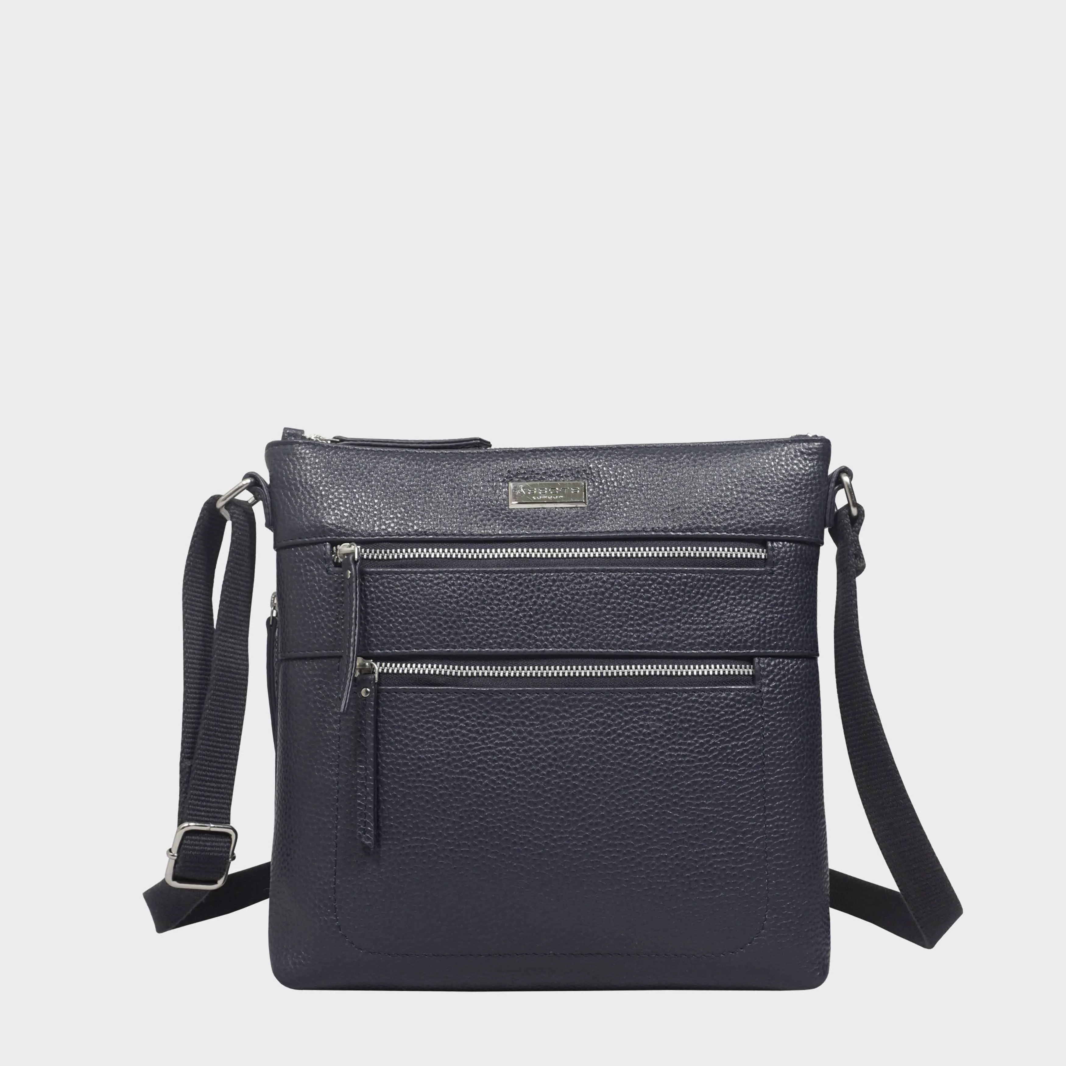 'CORI' Navy Pebble Grain Real Leather Crossbody Bag
