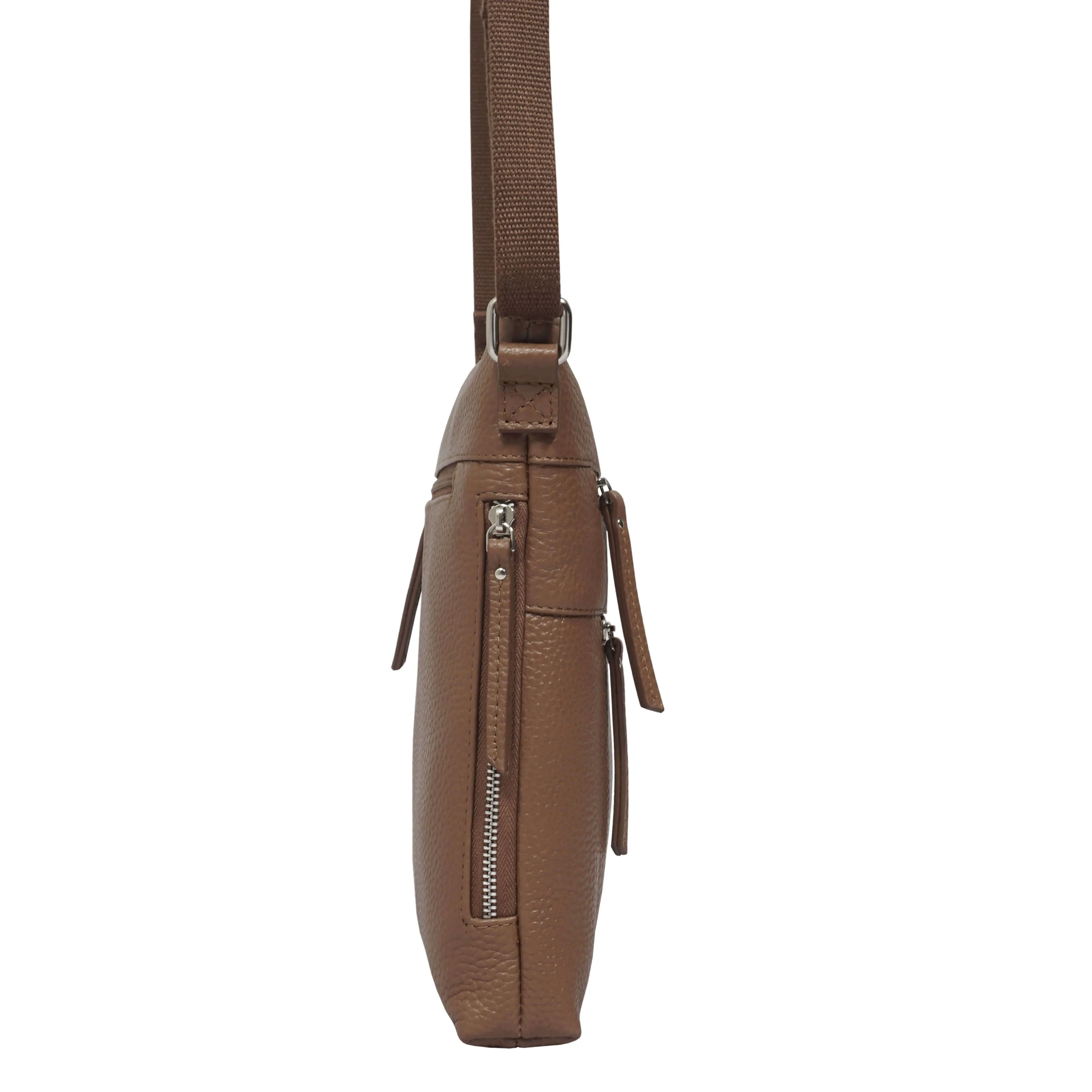 'CORI' Tan Pebble Grain Real Leather Crossbody Bag