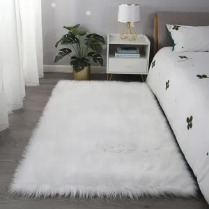 Cozy Collection Ultra Soft Fluffy Faux Fur Sheepskin Area Rug In White