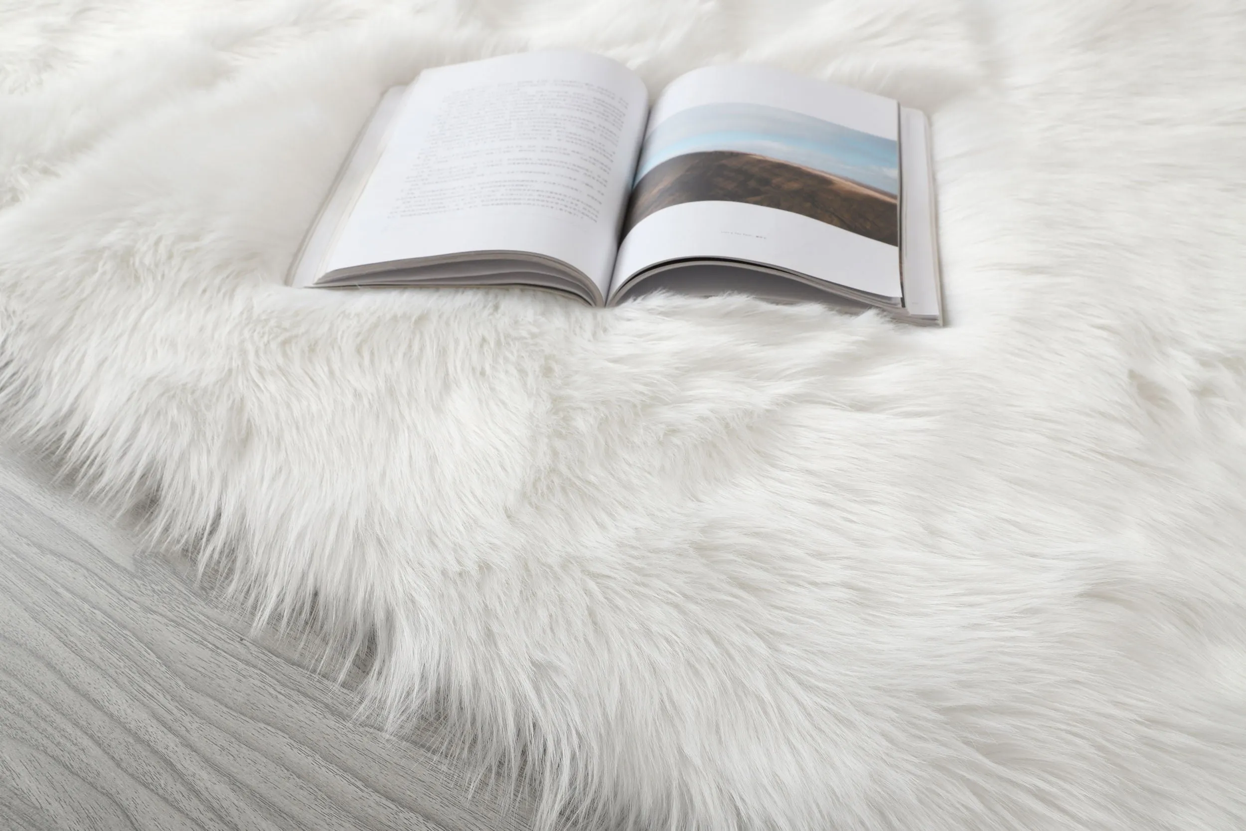 Cozy Collection Ultra Soft Fluffy Faux Fur Sheepskin Area Rug White