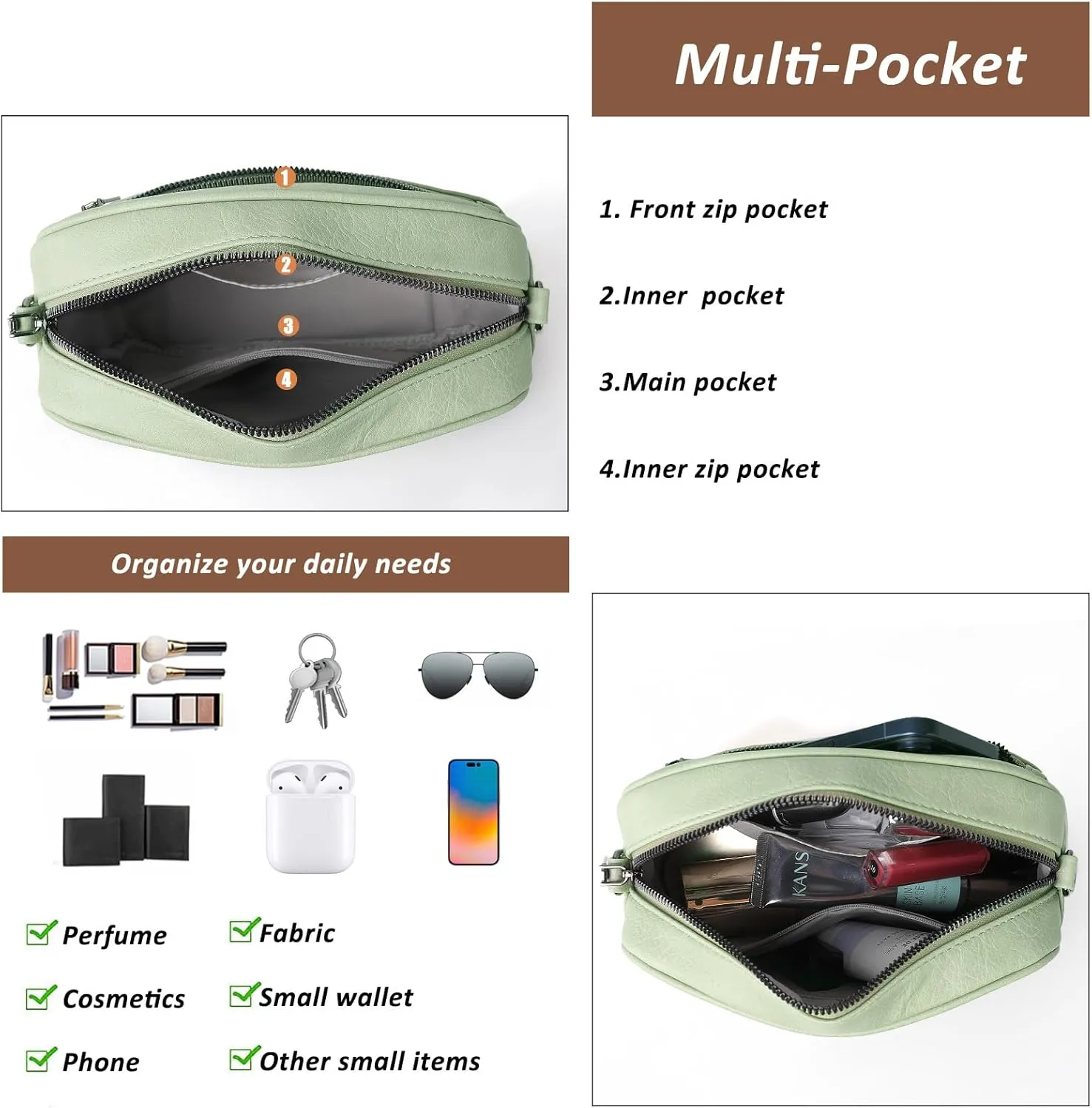 Crossbody Bags for Women Vegan Leather Purses for Women Handbags Shoulder Bag for Daily Life Work Travel Shopping