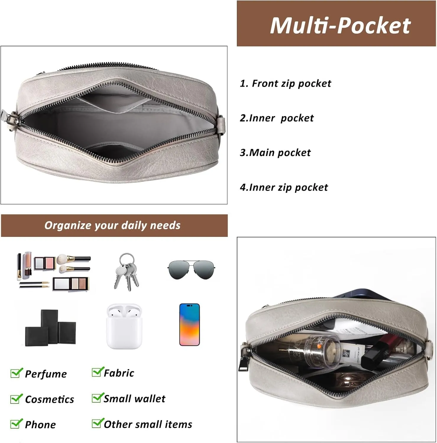 Crossbody Bags for Women Vegan Leather Purses for Women Handbags Shoulder Bag for Daily Life Work Travel Shopping