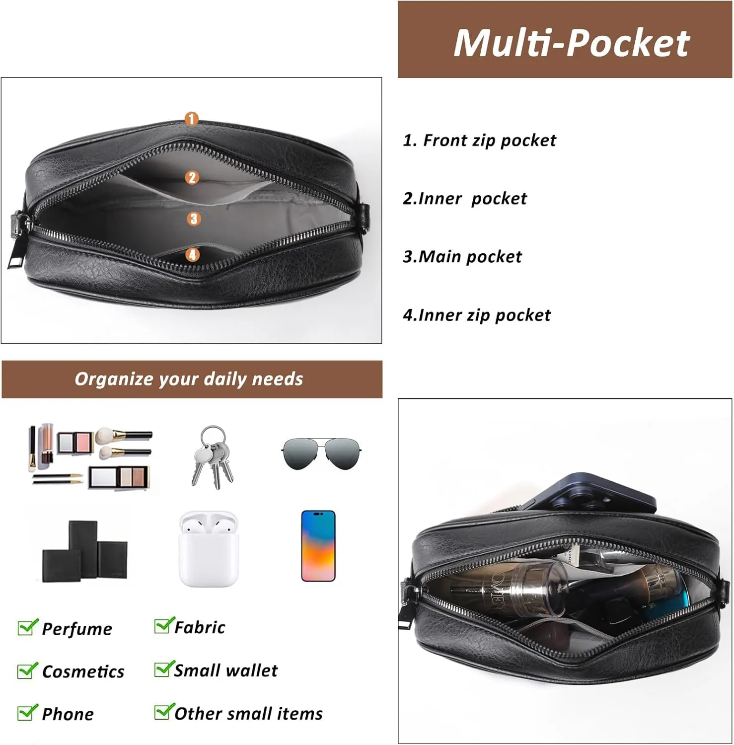 Crossbody Bags for Women Vegan Leather Purses for Women Handbags Shoulder Bag for Daily Life Work Travel Shopping