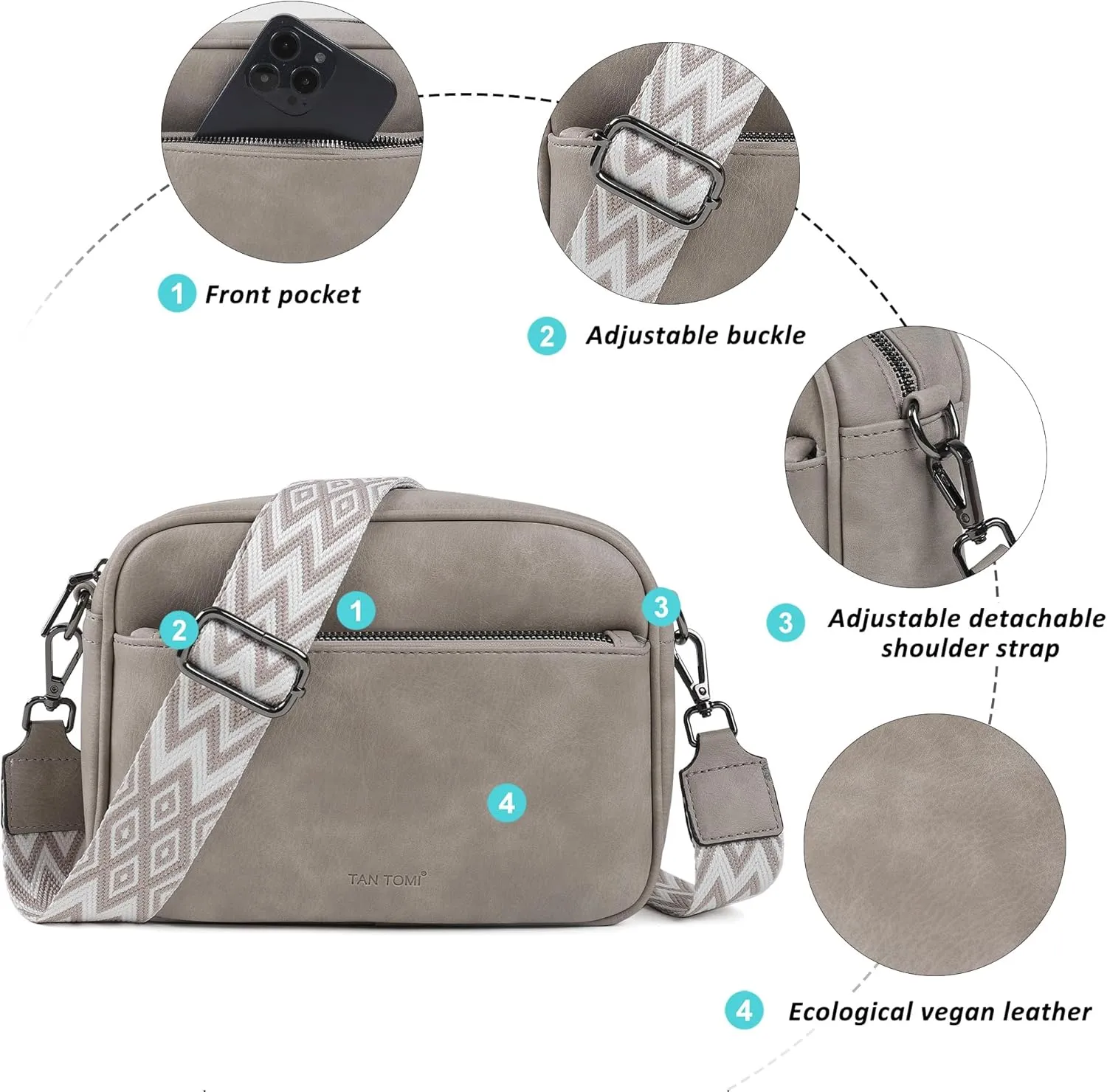 Crossbody Bags for Women Vegan Leather Purses for Women Handbags Shoulder Bag for Daily Life Work Travel Shopping