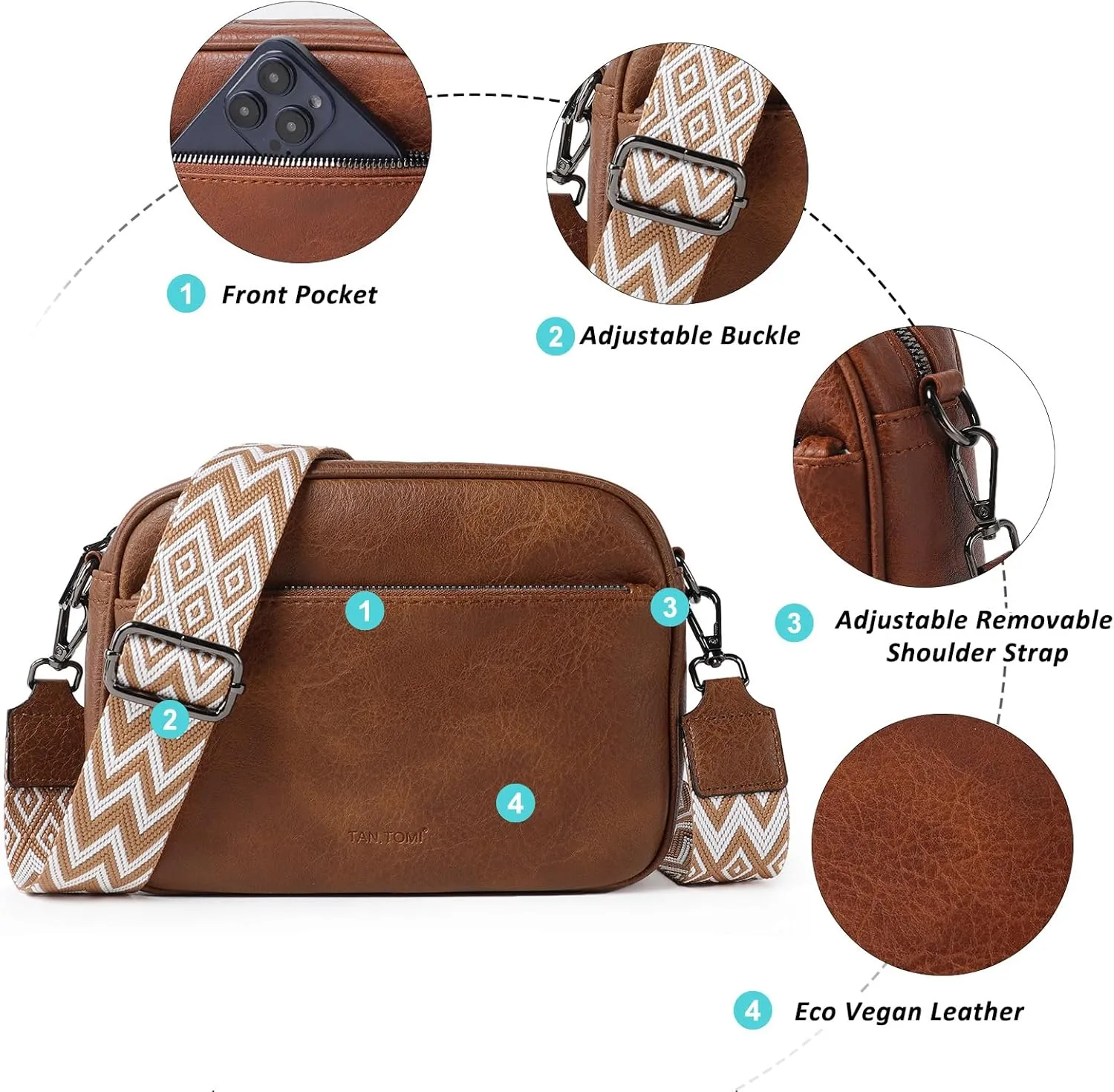 Crossbody Bags for Women Vegan Leather Purses for Women Handbags Shoulder Bag for Daily Life Work Travel Shopping