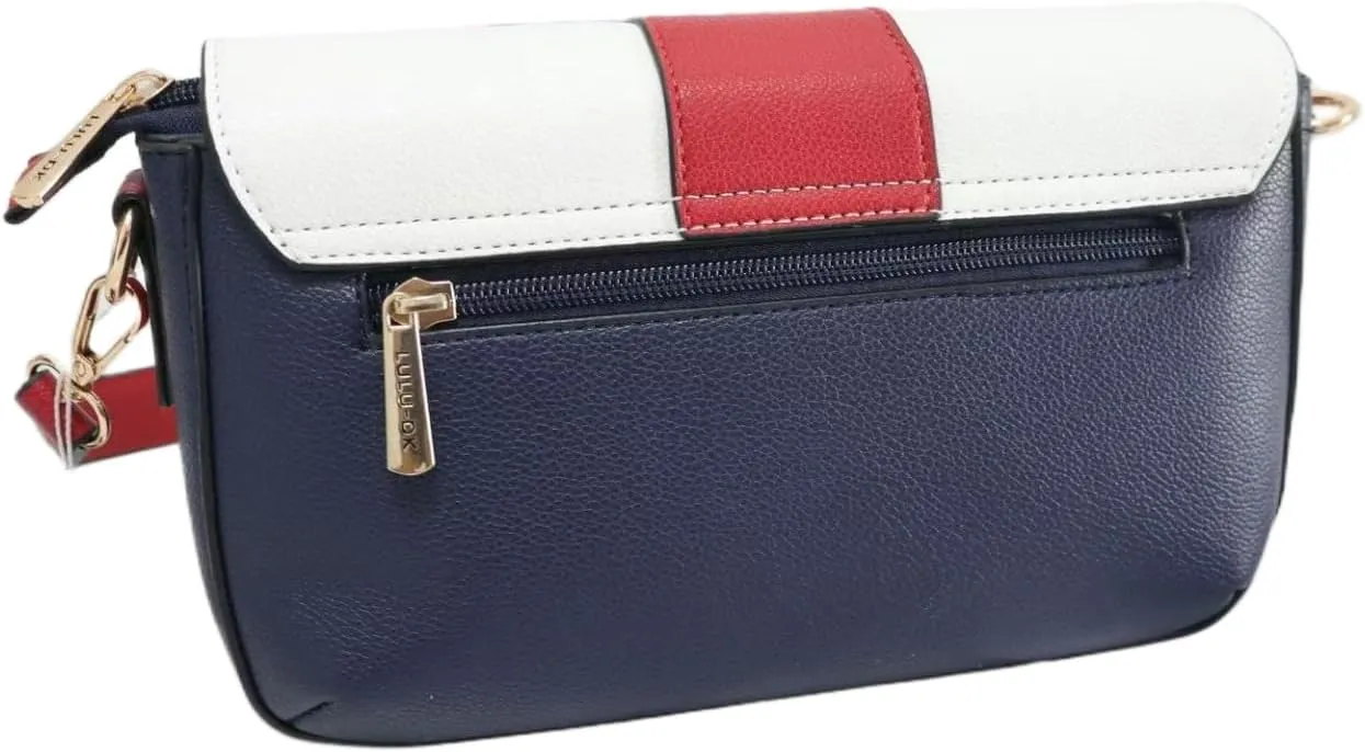 Crossbody Bags for Women, Women's Color-Block PU Leather Shoulder Bags Medium Size with Two Straps
