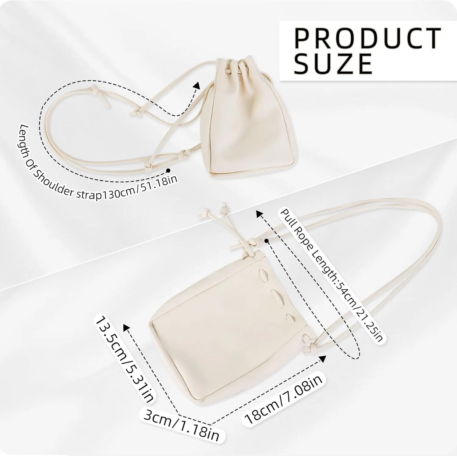 Crossbody Purse, PU Leather Small Crossbody Bags for Women, Drawstring Women's Cross body Handbags for Walking