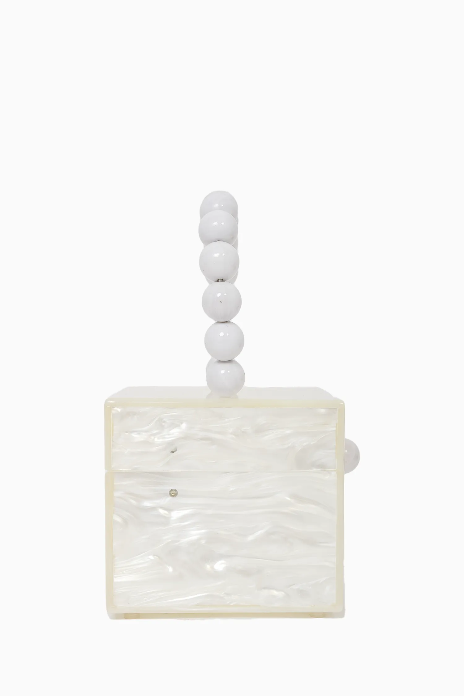 Cult Gaia White Acrylic Beaded Top Handle Bag