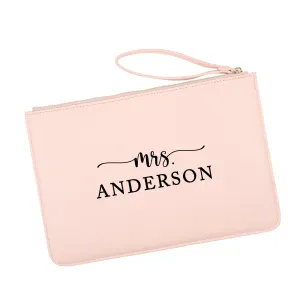 Custom Vegan Leather Wristlet Clutch Purse Pouch Bag for Bride
