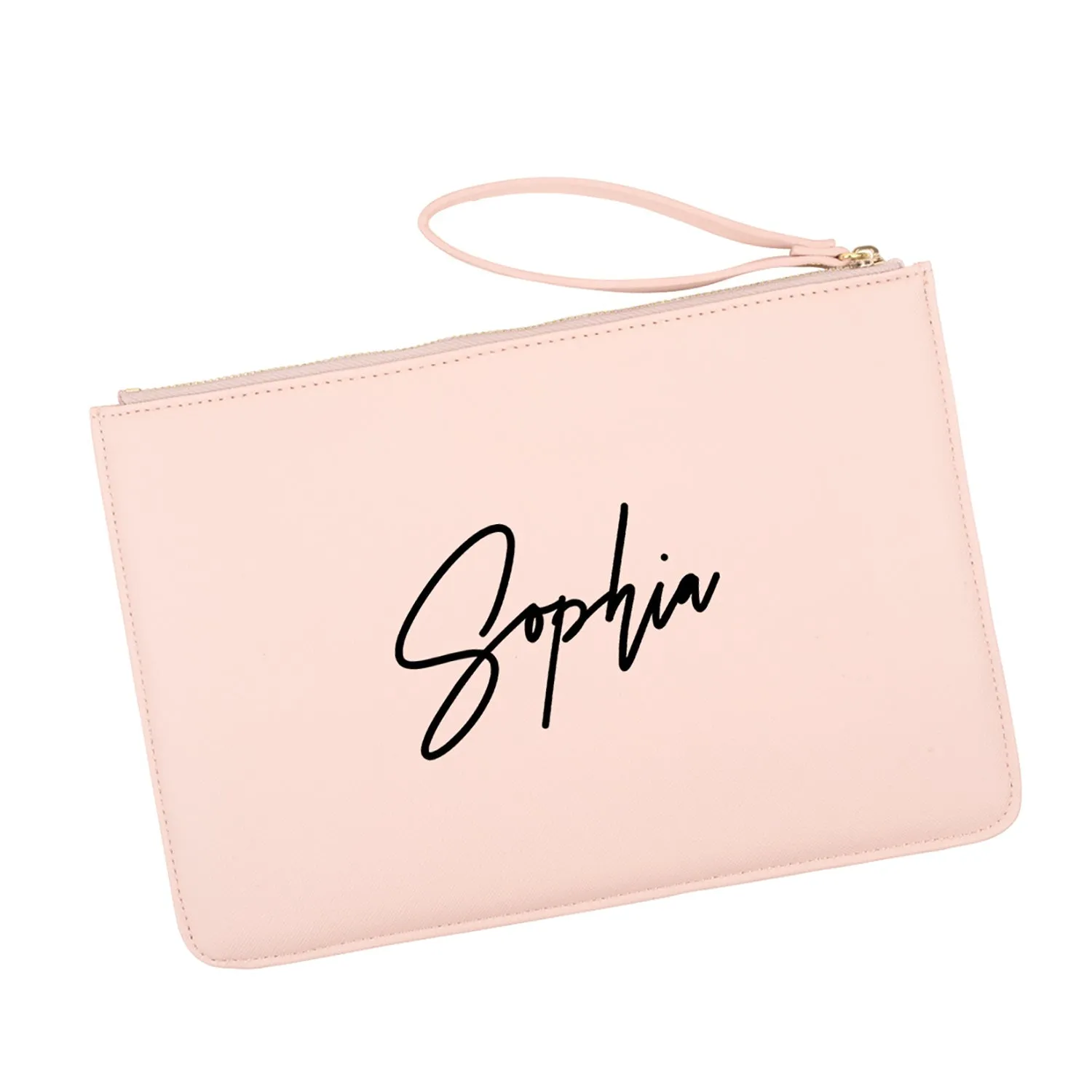 Custom Vegan Leather Wristlet Clutch Purse Pouch Bag for Bride