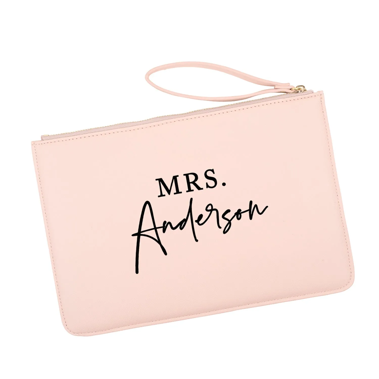 Custom Vegan Leather Wristlet Clutch Purse Pouch Bag for Bride