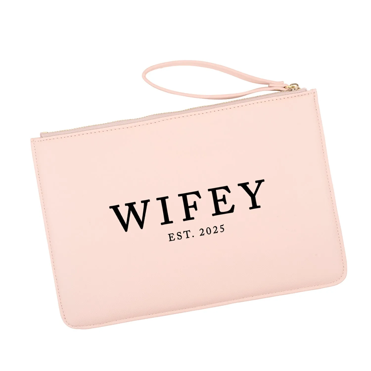 Custom Vegan Leather Wristlet Clutch Purse Pouch Bag for Bride