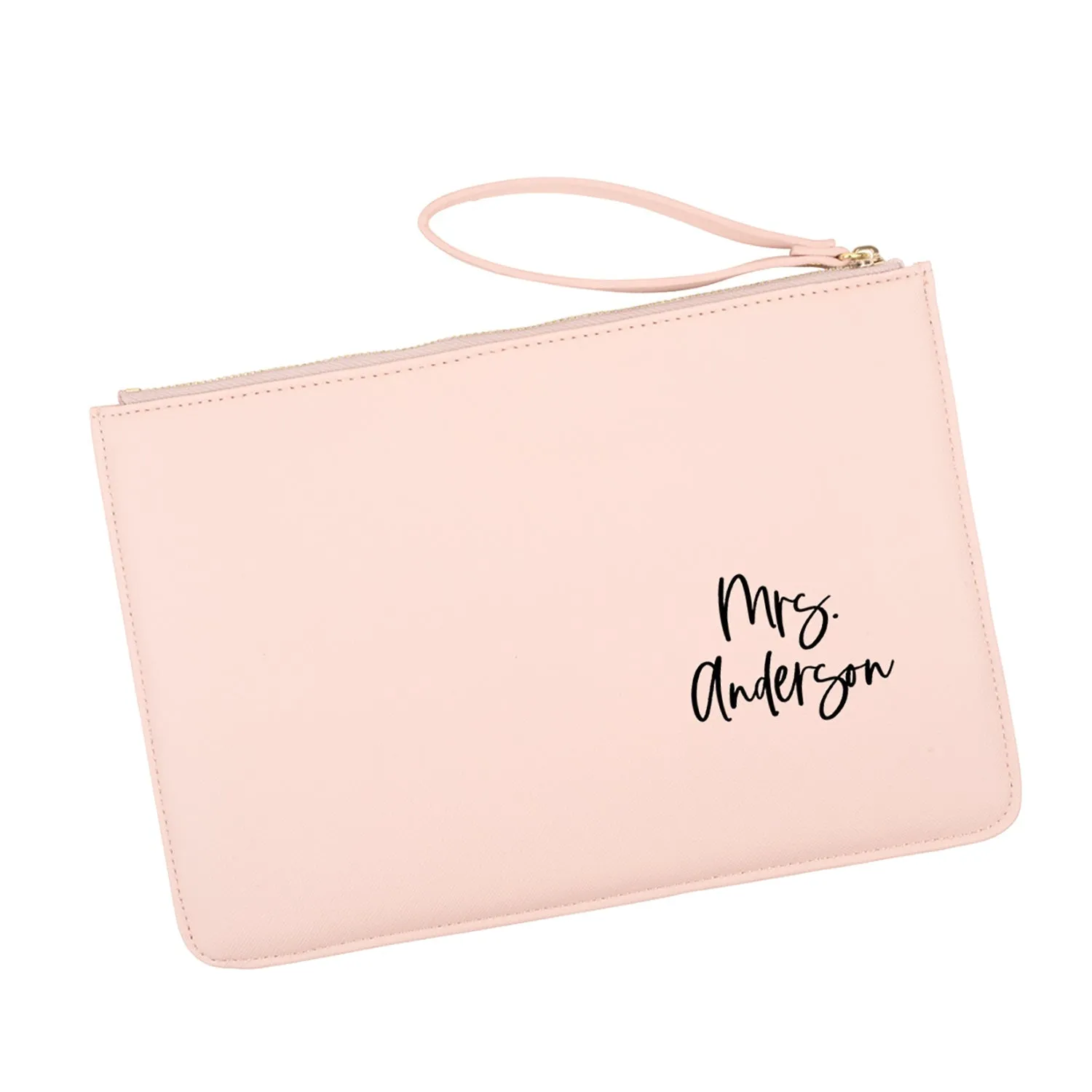 Custom Vegan Leather Wristlet Clutch Purse Pouch Bag for Bride