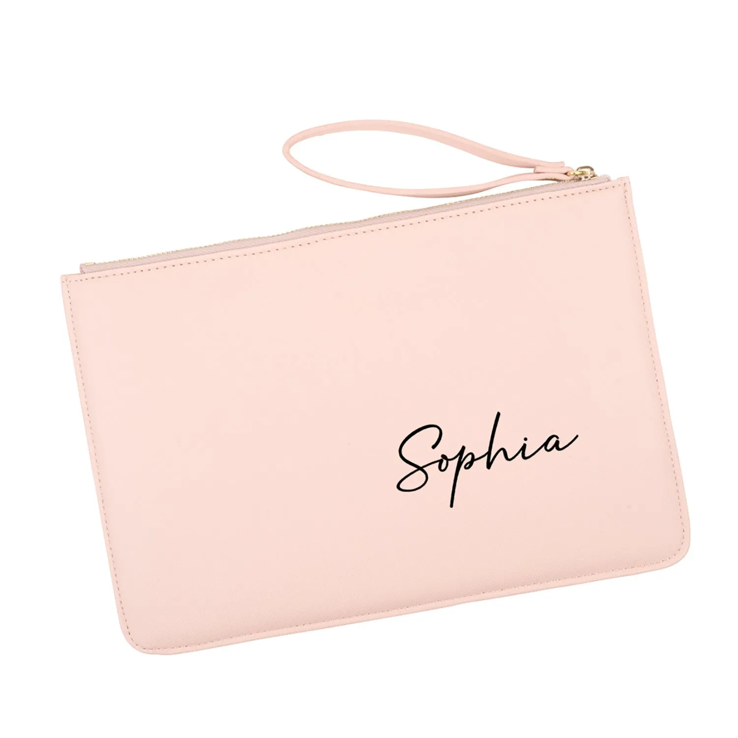 Custom Vegan Leather Wristlet Clutch Purse Pouch Bag for Bride