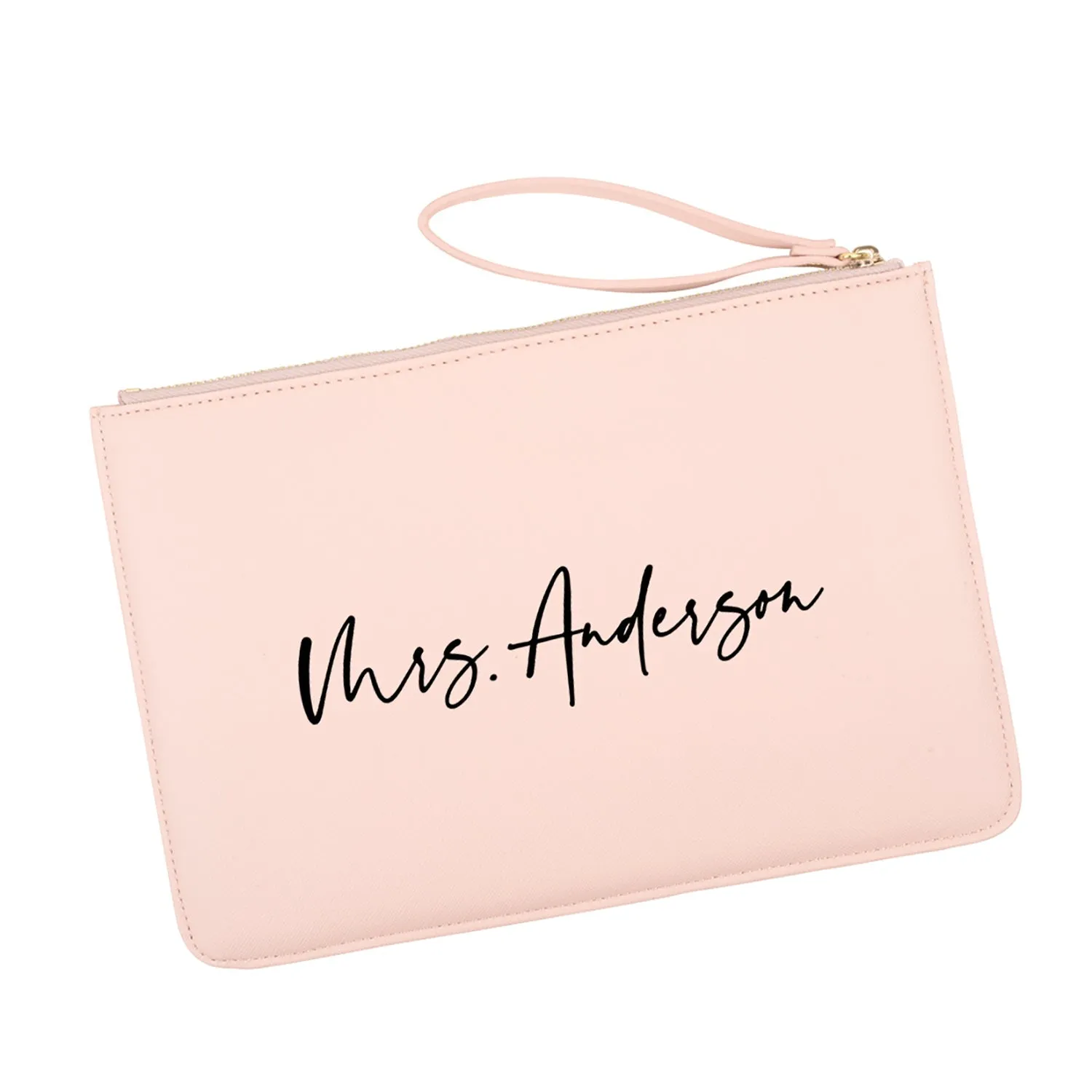 Custom Vegan Leather Wristlet Clutch Purse Pouch Bag for Bride