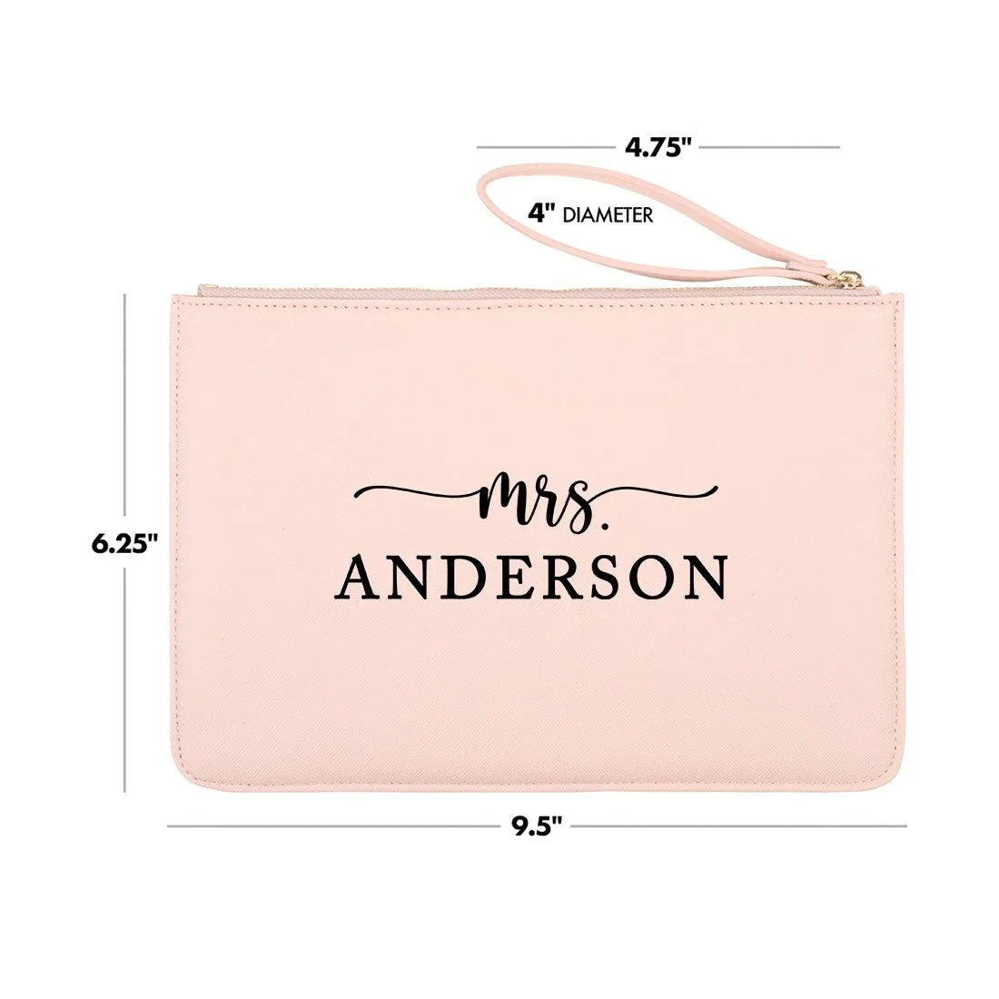 Custom Vegan Leather Wristlet Clutch Purse Pouch Bag for Bride