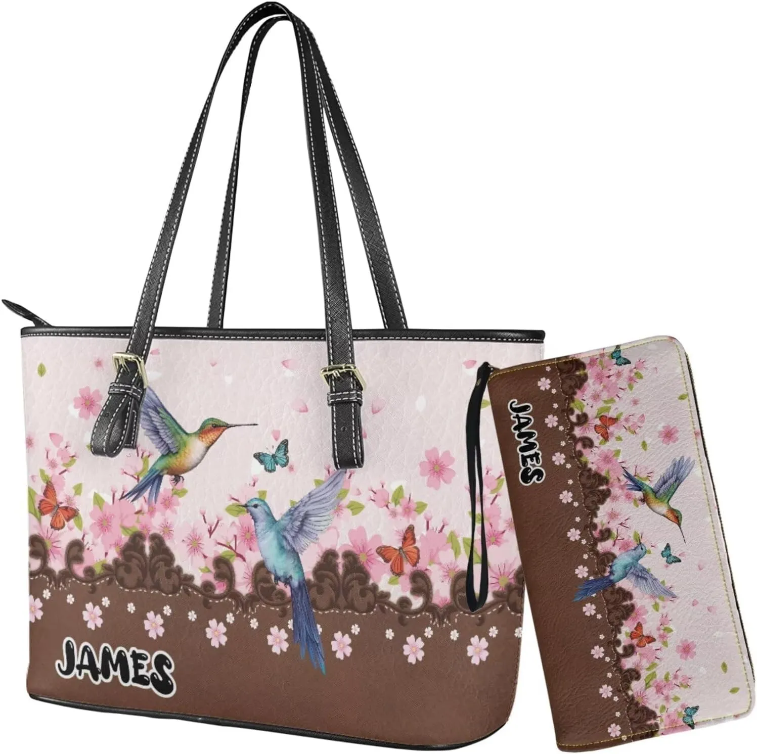 Customized Womens Tote Bag Set 2 Pcs Handbag and Purses Set Leather Shoulder Bags Hobo Handbag Set