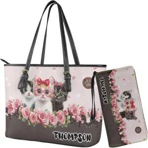Customized Womens Tote Bag Set 2 Pcs Handbag and Purses Set Leather Shoulder Bags Hobo Handbag Set