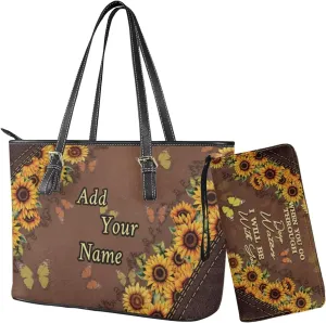 Customized Womens Tote Bag Set 2 Pcs Handbag and Purses Set Leather Shoulder Bags Hobo Handbag Set