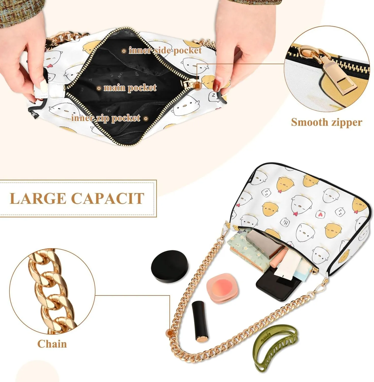 Cute Animal Capybara Medium Purse Hobo Trendy Bag Women's Shoulder Handbag One Shoulder Purse