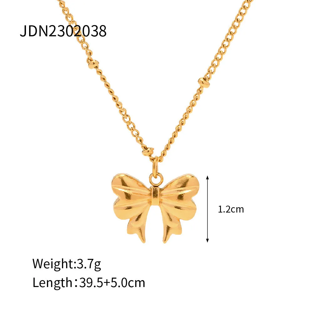 Cute Bowknot Stainless Steel 18K Gold Plated Earrings
