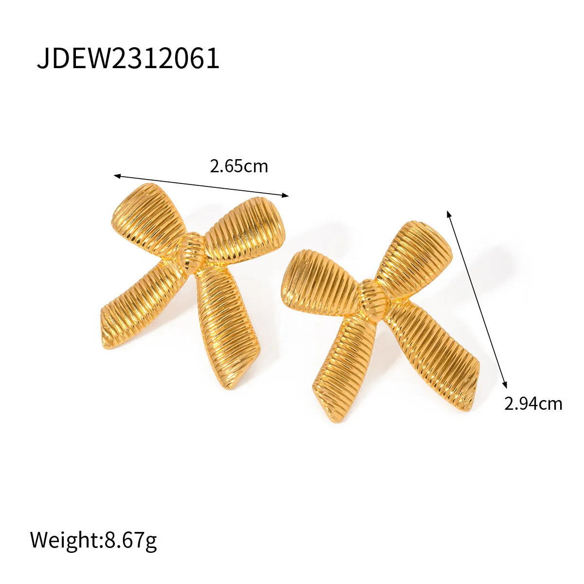 Cute Bowknot Stainless Steel 18K Gold Plated Earrings