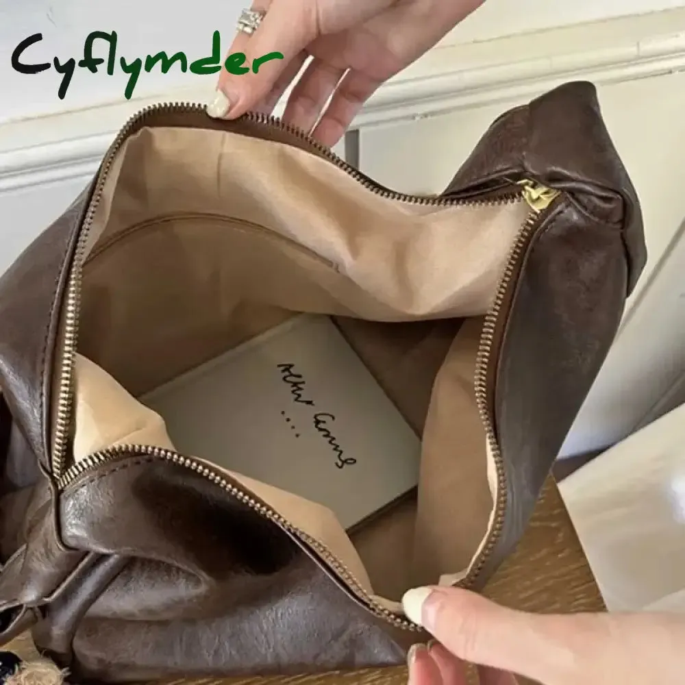 Cyflymder Maillard Retro Shoulder Bag Women New Trendy South Korean Tote Bag All-Match Large Capacity Shoulder Bag Handbag for Women