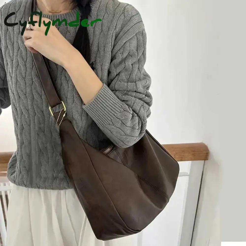 Cyflymder Maillard Retro Shoulder Bag Women New Trendy South Korean Tote Bag All-Match Large Capacity Shoulder Bag Handbag for Women