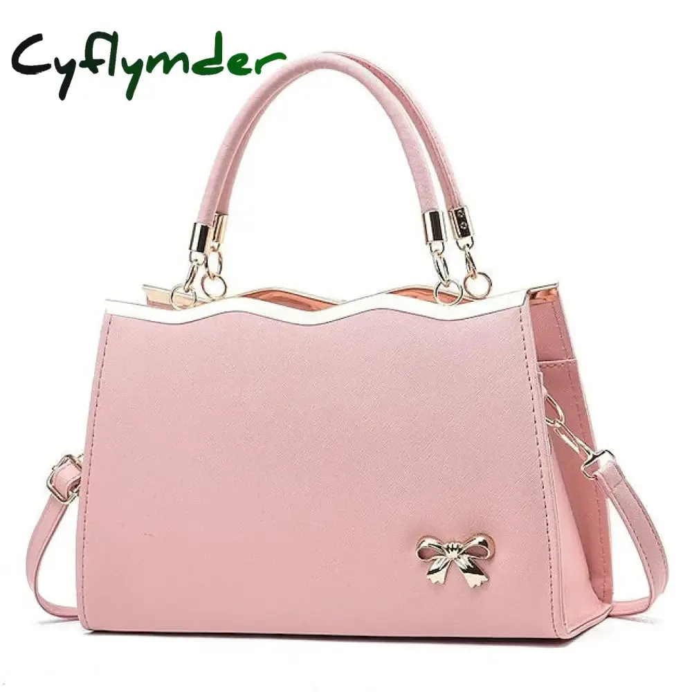 Cyflymder Women's Handbag Shoulder Bag PU Leather Daily Beach Bowknot Large Capacity Durable
