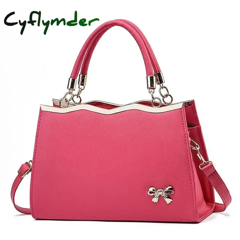 Cyflymder Women's Handbag Shoulder Bag PU Leather Daily Beach Bowknot Large Capacity Durable