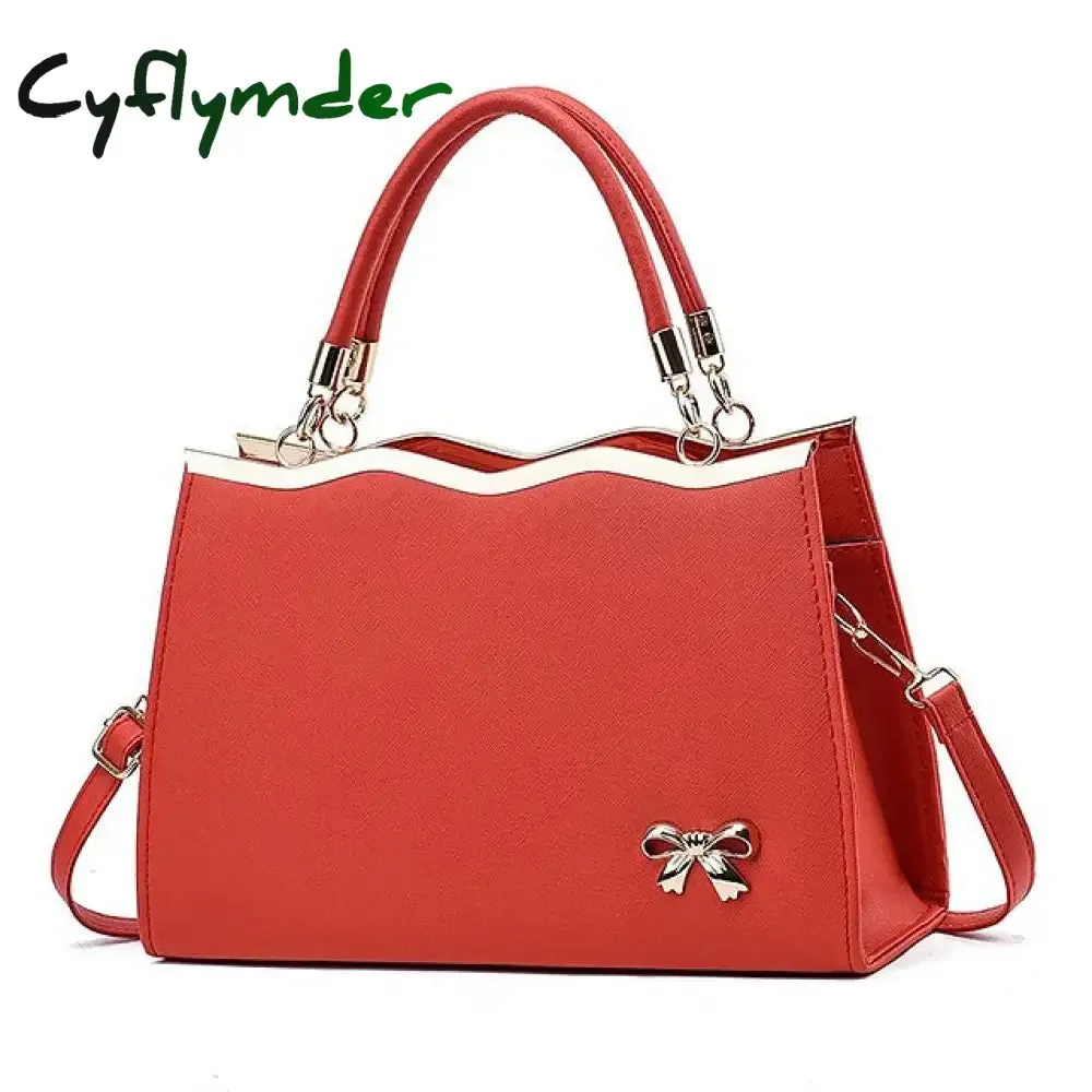 Cyflymder Women's Handbag Shoulder Bag PU Leather Daily Beach Bowknot Large Capacity Durable