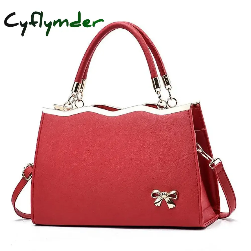 Cyflymder Women's Handbag Shoulder Bag PU Leather Daily Beach Bowknot Large Capacity Durable