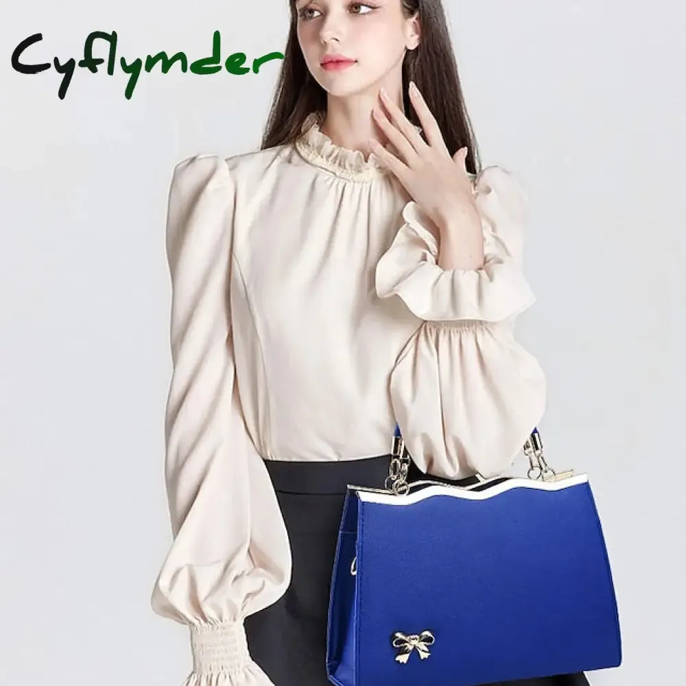 Cyflymder Women's Handbag Shoulder Bag PU Leather Daily Beach Bowknot Large Capacity Durable