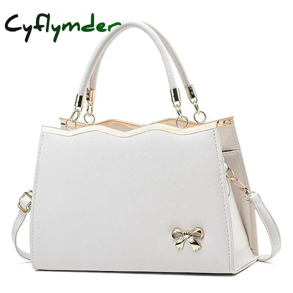 Cyflymder Women's Handbag Shoulder Bag PU Leather Daily Beach Bowknot Large Capacity Durable