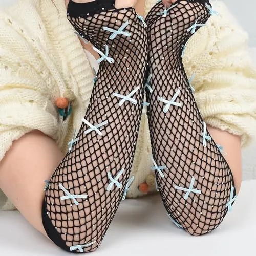 Dailyyart Rhinestone Knitted Arm Warmer，Star Hair Clips Gothic Punk Fingerless Arm Warmers for Girls Women Night Club (Black)