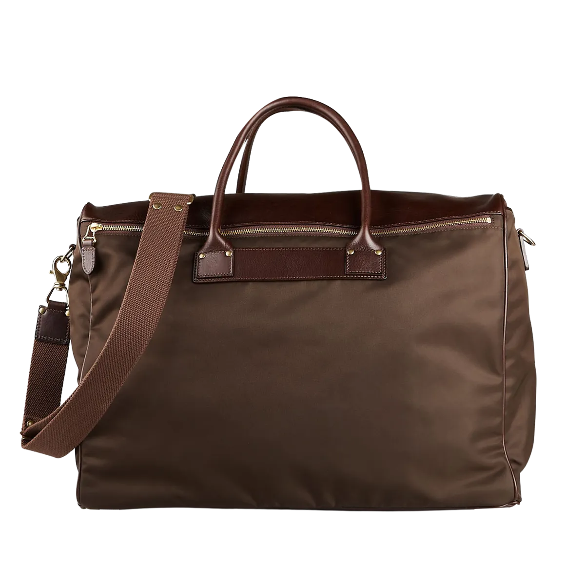Dark Brown Nylon Leather Signature Travel Bag