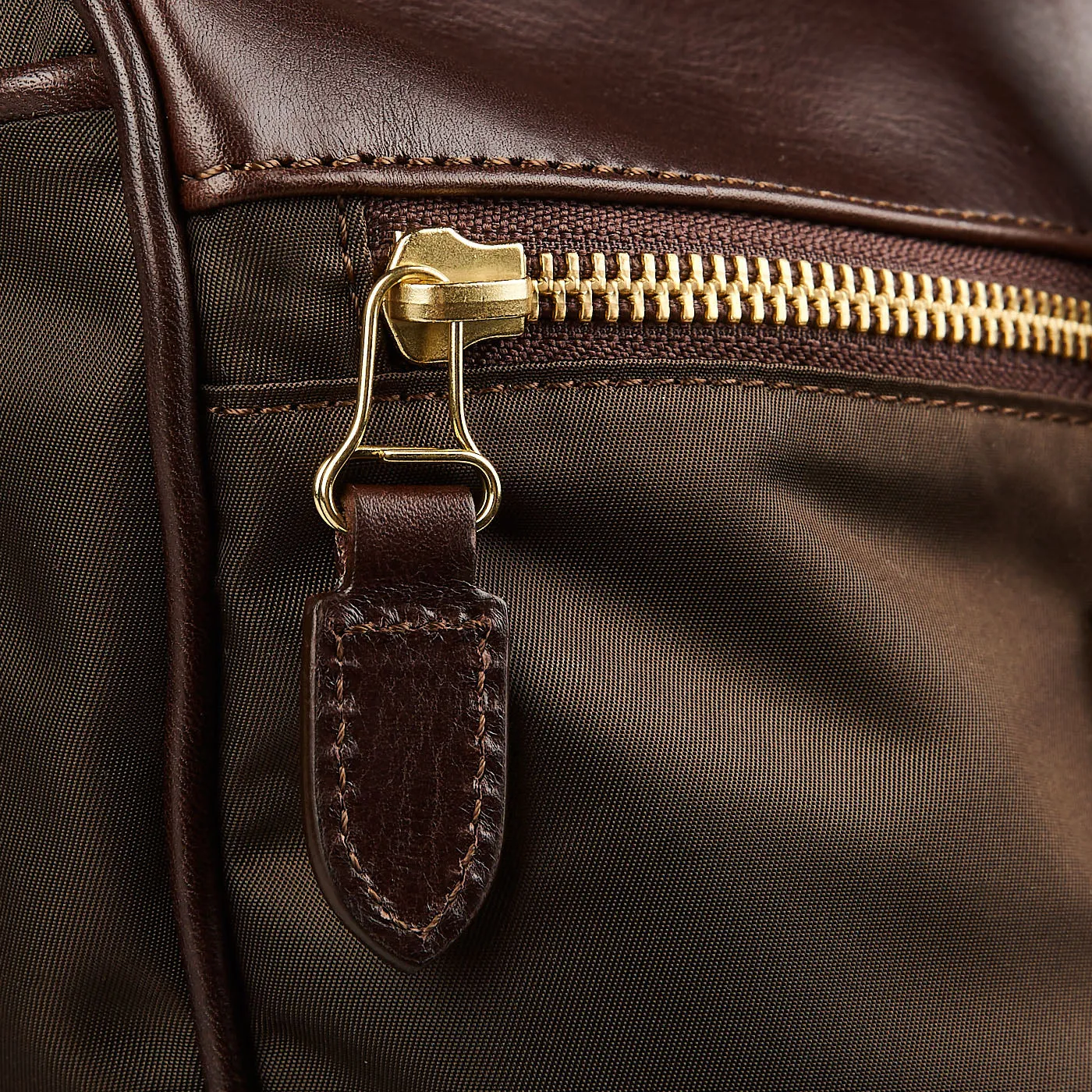 Dark Brown Nylon Leather Signature Travel Bag