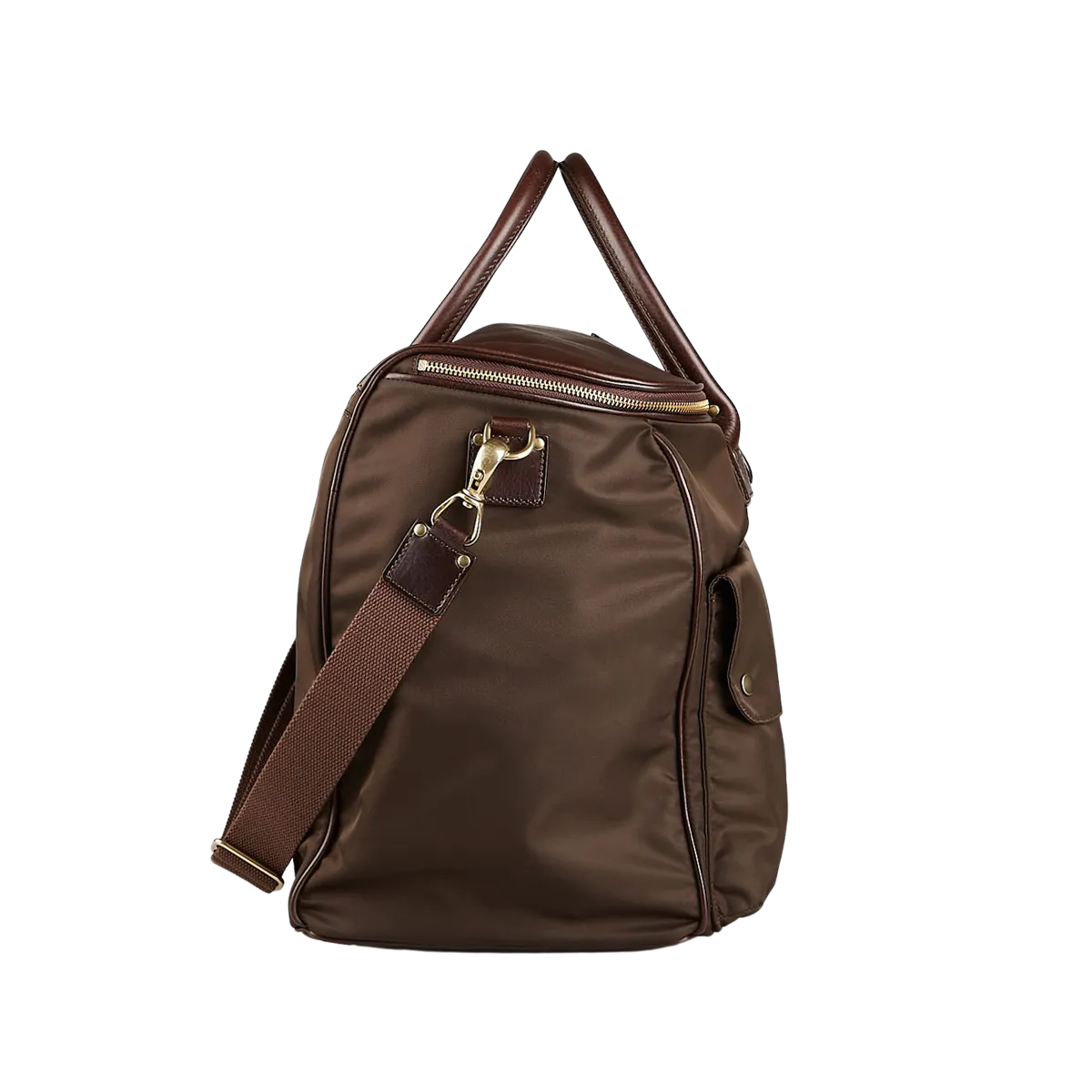 Dark Brown Nylon Leather Signature Travel Bag