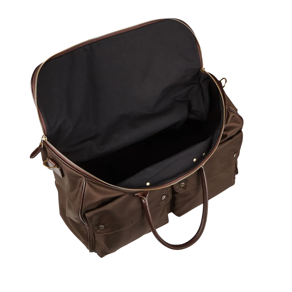 Dark Brown Nylon Leather Signature Travel Bag