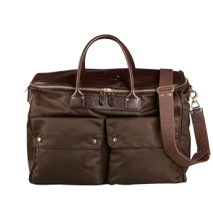 Dark Brown Nylon Leather Signature Travel Bag