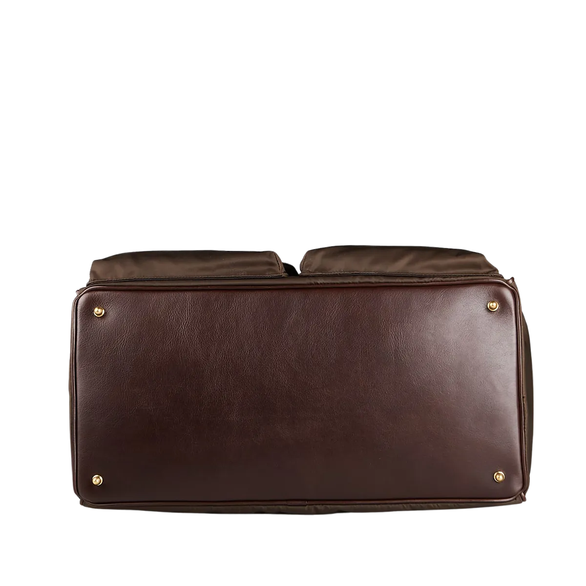 Dark Brown Nylon Leather Signature Travel Bag