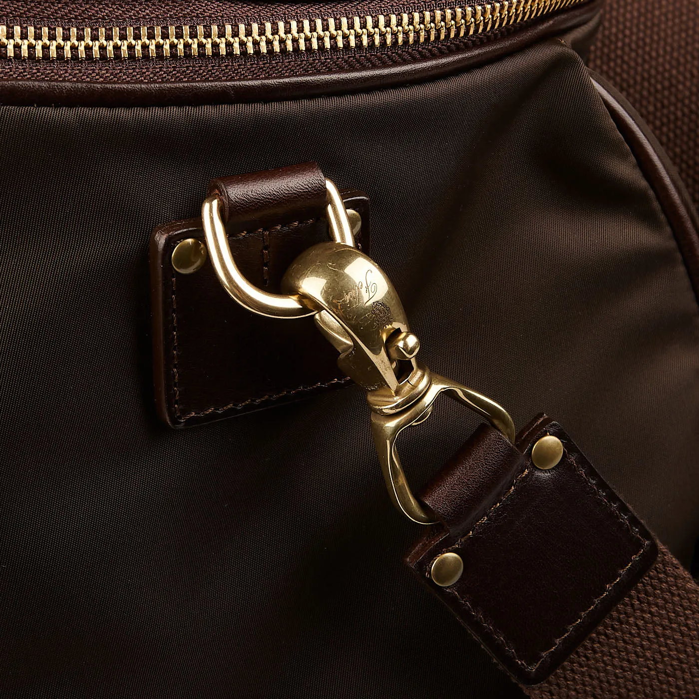 Dark Brown Nylon Leather Signature Travel Bag