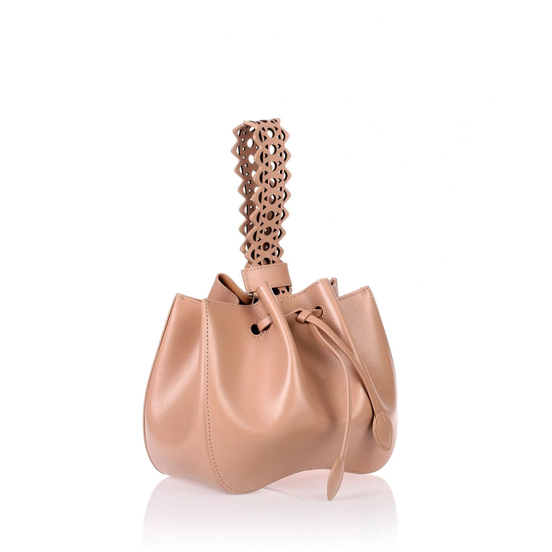 Dark nude small bucket bag