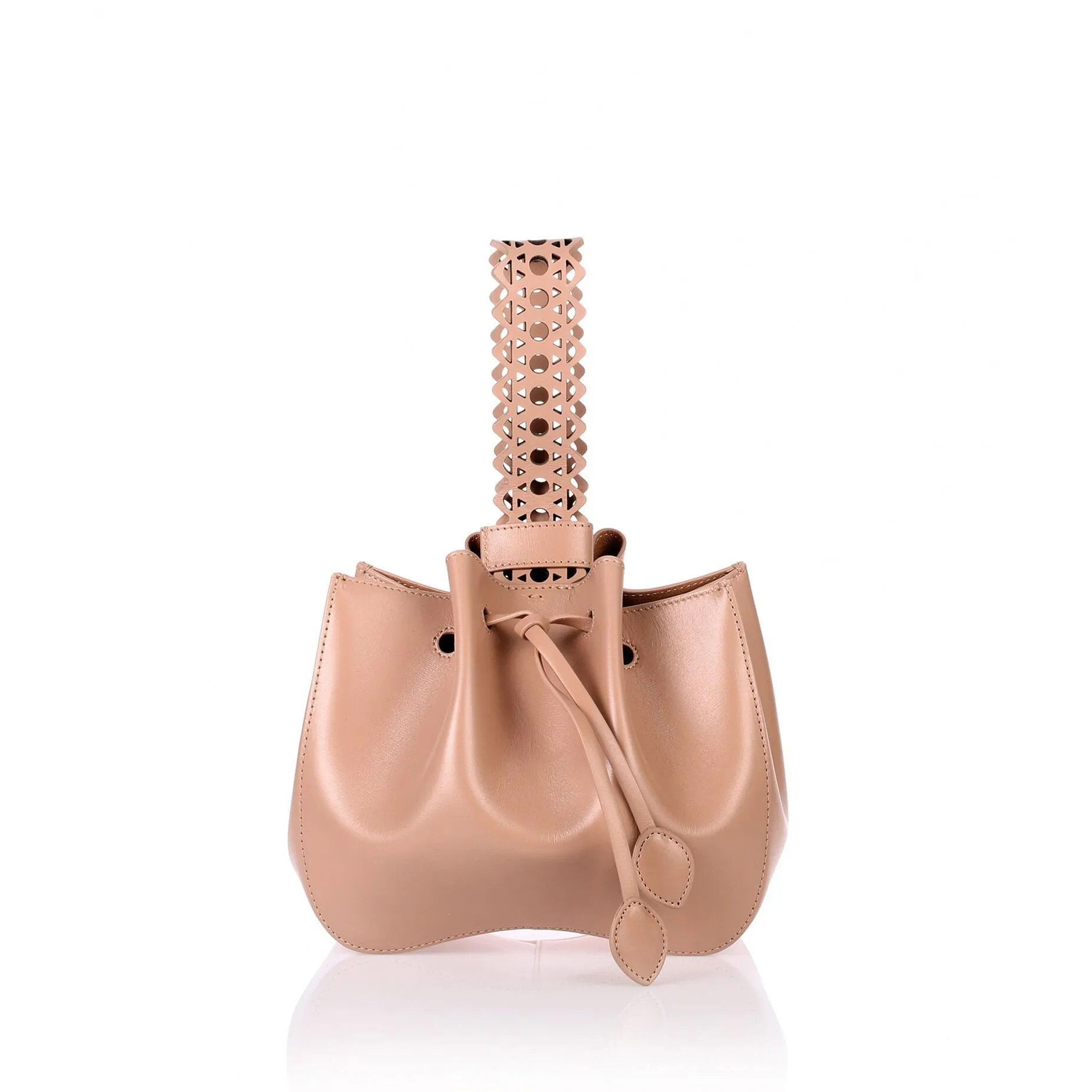 Dark nude small bucket bag