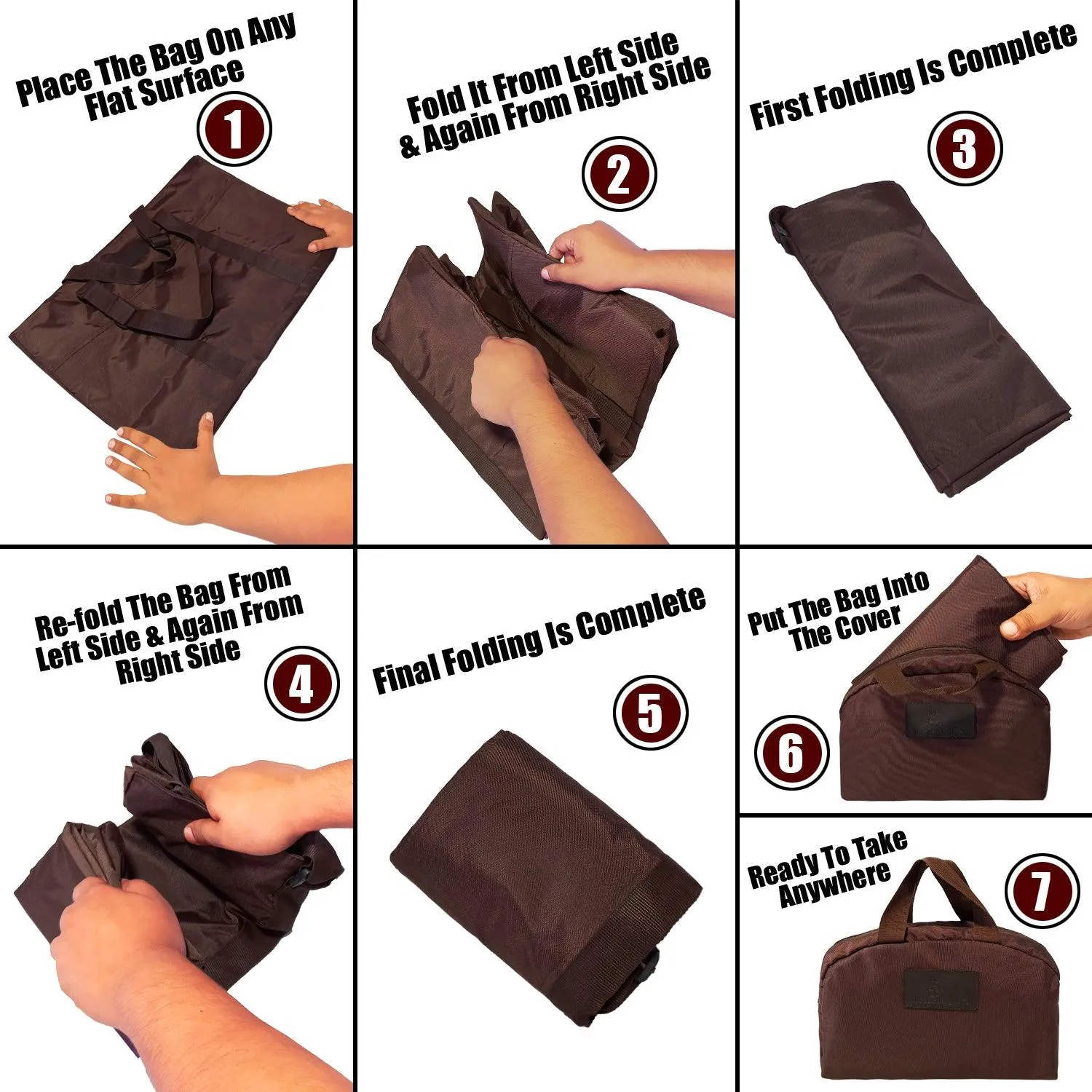 Deeya Ballistic Nylon Large Size Unisex Foldable Travel Duffle Bag with Small Cover Bag (Brown)
