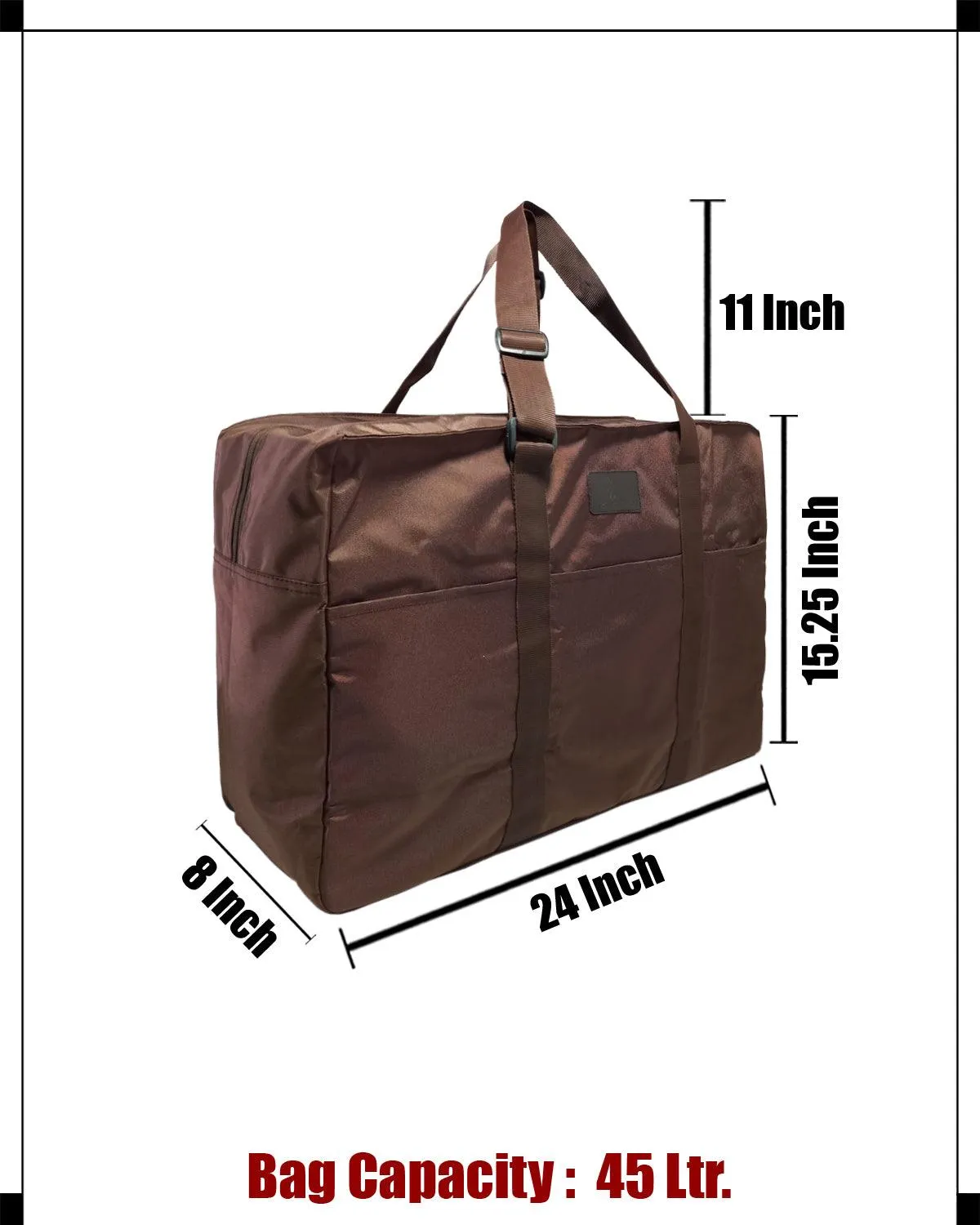 Deeya Ballistic Nylon Large Size Unisex Foldable Travel Duffle Bag with Small Cover Bag (Brown)
