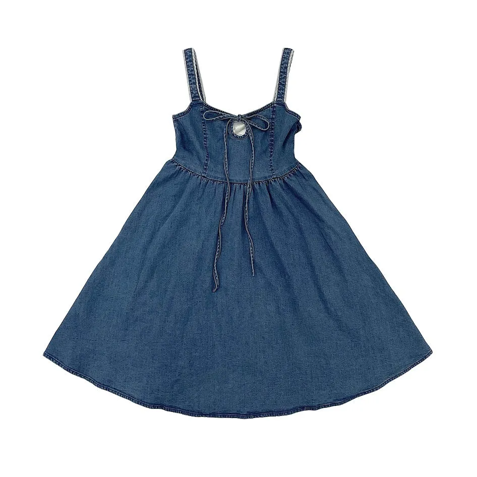 Denim Bow Tie Strap Dress SD02484